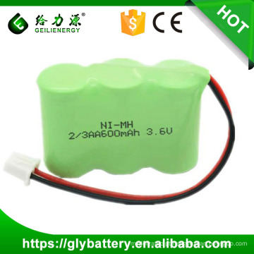 Ni-MH 2/3AA 3.6V 600mAh rechargeable battery pack For cordless phone With EH connector